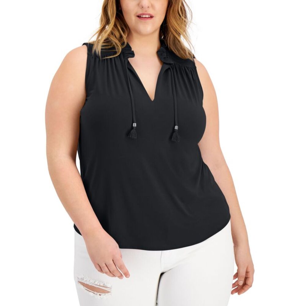 INC International Concepts Plus Size Tassel Tie Top